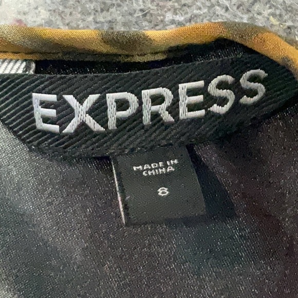 Express Black & Tan Leopard Print Ruffle Front Cocktail Party Dress Size 8 Med - Picture 5 of 9